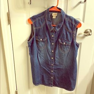 Denim sleeveless top